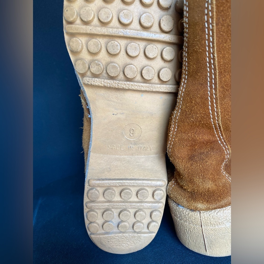 Outdoor Life Made in Italy Brown Suede Shearling Boots Vintage 70s Leather Boho - Picture 8 of 8